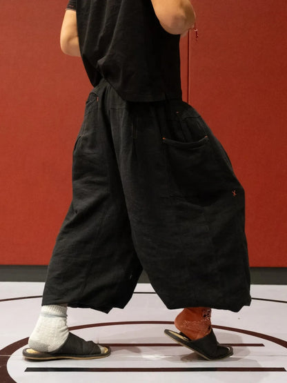16-PANEL LINEN WIDE PANTS