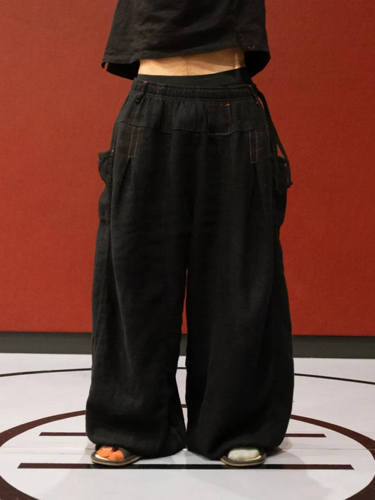 16-PANEL LINEN WIDE PANTS