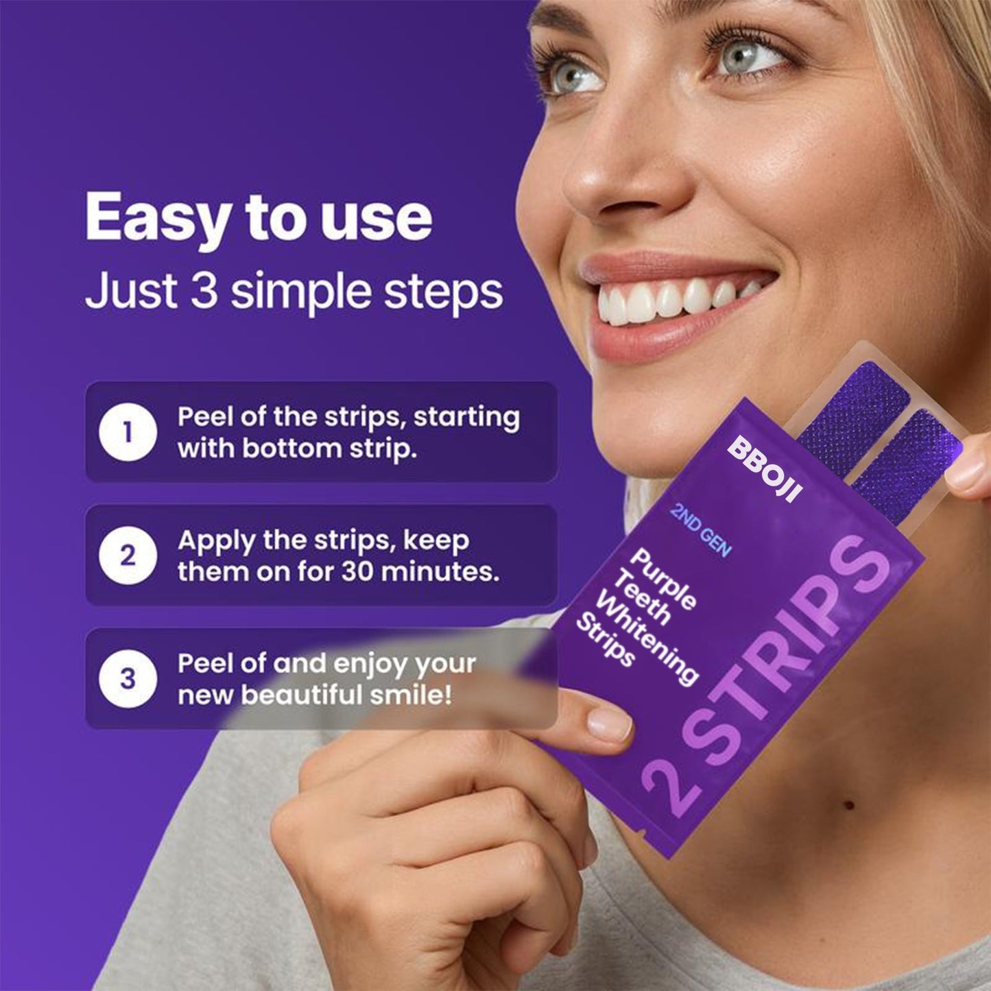 Purple Teeth Whitening Strips | Fast, Gentle & Peroxide-Free Whitening