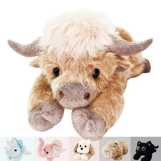 uoozii 20-24" | 4-5 Pounds Highland Cow Capybara Cat Dog Dinosaur Sloth Elephant Axolotl Bear Weighted Stuffed Animals with Unscented Microwavable Heating Pad, Coolable Heatable Weighted Plush Warm Gift for Stress & Period Pain Relief