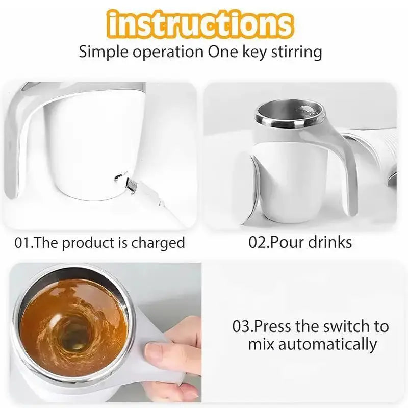 Final 3 Hours 60% OFF!☕Self-Stirring Coffee Mug with Magnetic Mixer – 380ml Rechargeable