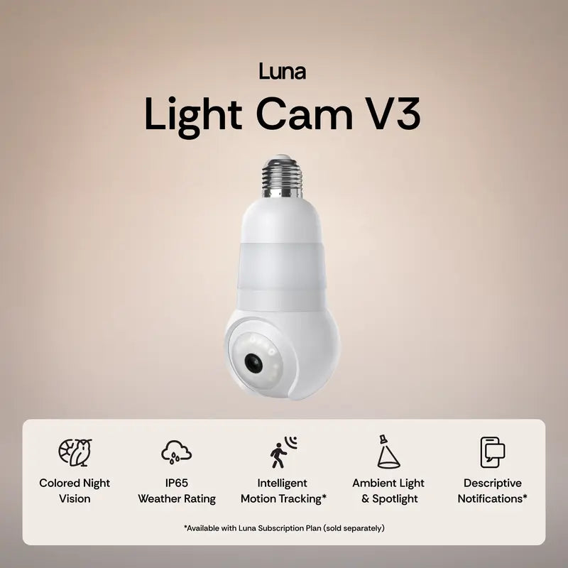 Light Bulb Cam V3- AI 360 Security Camera with Full-Color Night Vision & Two-Way Audio for Yard Safety